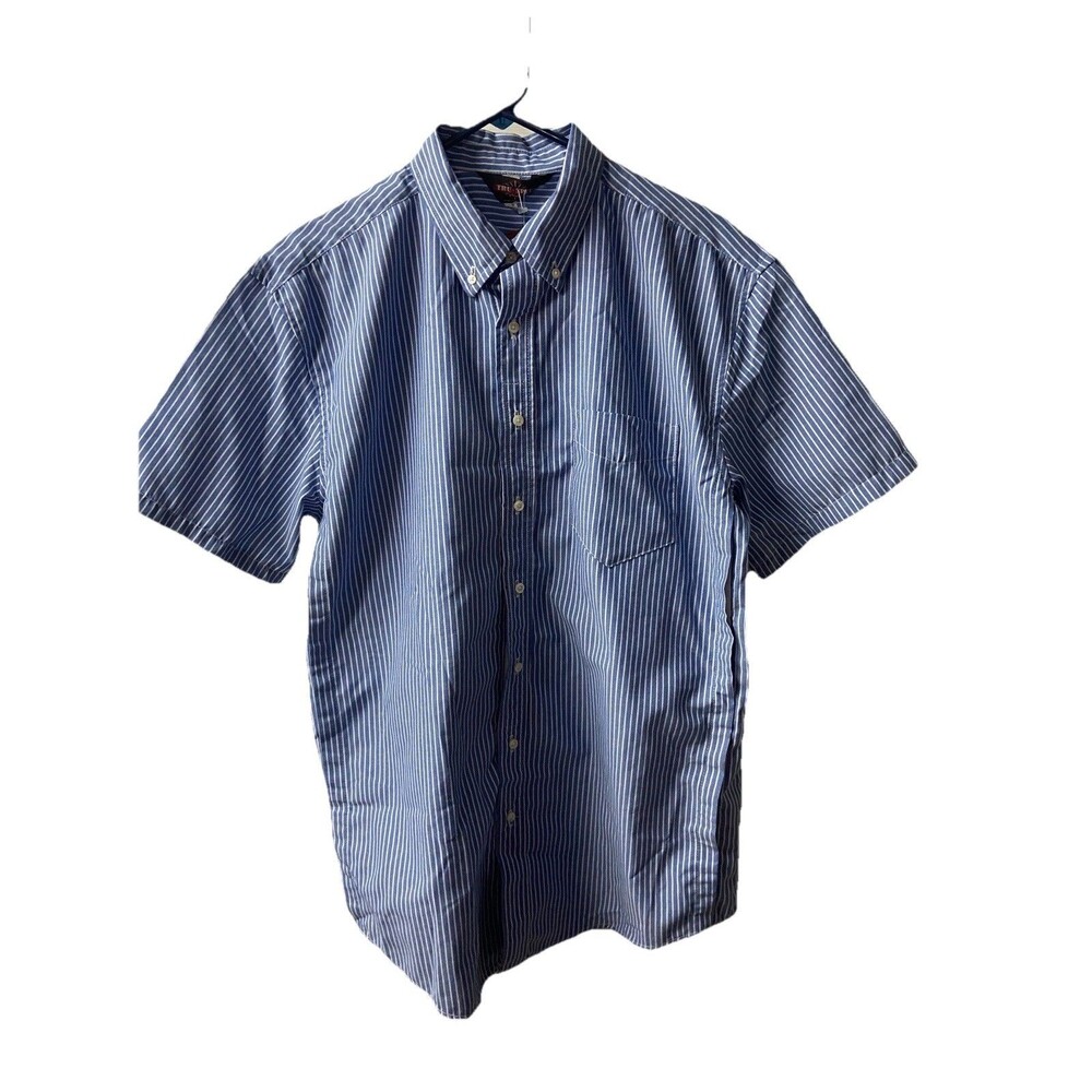 Tru-Spec 24-7 Concealed  Shirt Mens Large Blue Striped  Button Down Short Sleeve